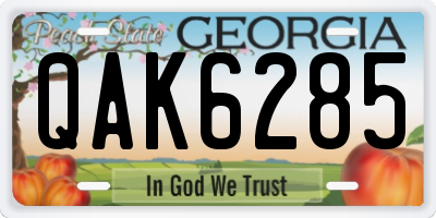 GA license plate QAK6285