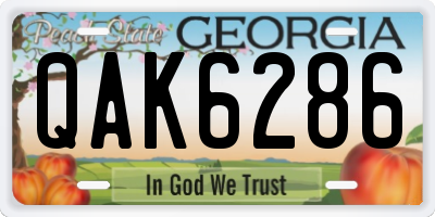 GA license plate QAK6286