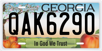 GA license plate QAK6290