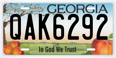 GA license plate QAK6292