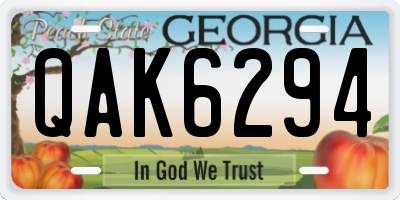 GA license plate QAK6294