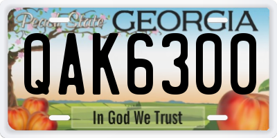 GA license plate QAK6300