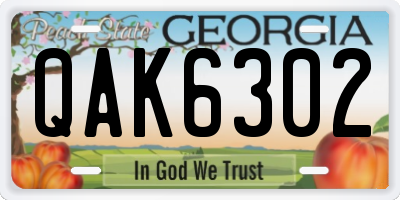 GA license plate QAK6302