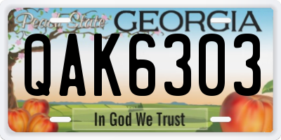 GA license plate QAK6303