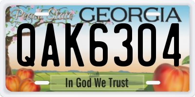 GA license plate QAK6304