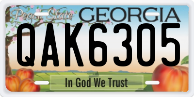 GA license plate QAK6305