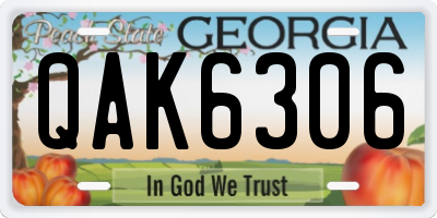 GA license plate QAK6306