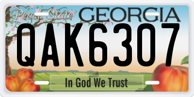 GA license plate QAK6307