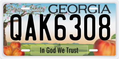 GA license plate QAK6308