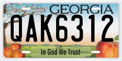 GA license plate QAK6312