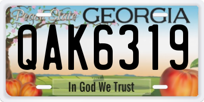 GA license plate QAK6319