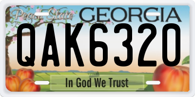 GA license plate QAK6320