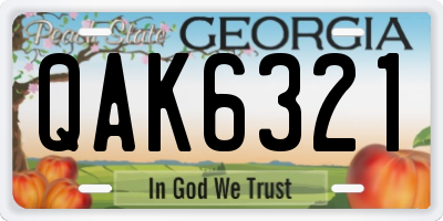 GA license plate QAK6321