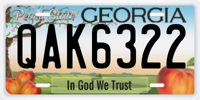 GA license plate QAK6322