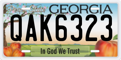 GA license plate QAK6323