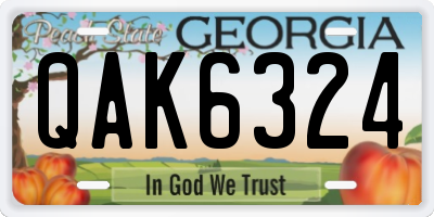 GA license plate QAK6324