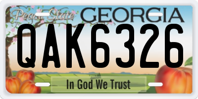 GA license plate QAK6326