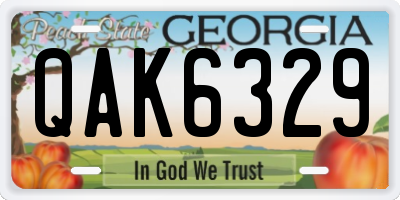 GA license plate QAK6329