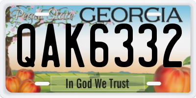 GA license plate QAK6332