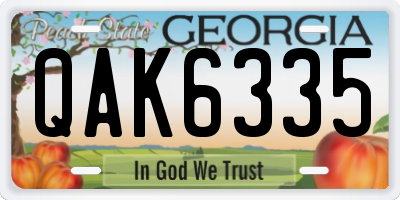 GA license plate QAK6335