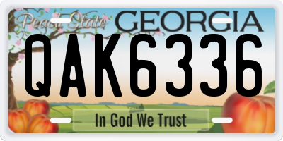 GA license plate QAK6336