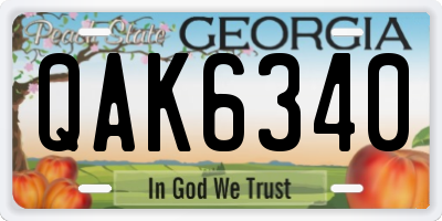 GA license plate QAK6340