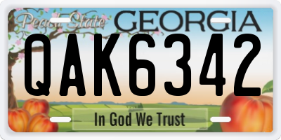 GA license plate QAK6342