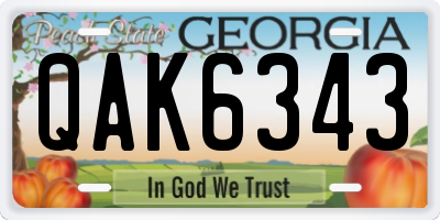GA license plate QAK6343