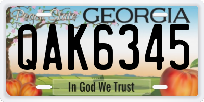 GA license plate QAK6345