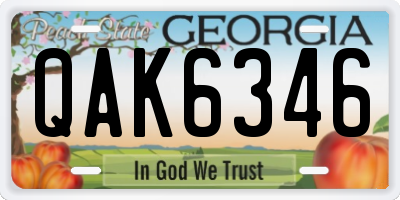 GA license plate QAK6346