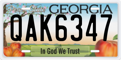 GA license plate QAK6347