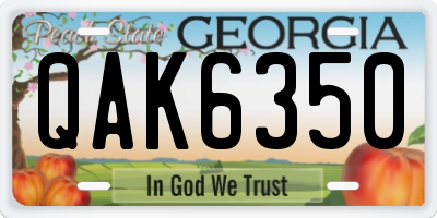 GA license plate QAK6350