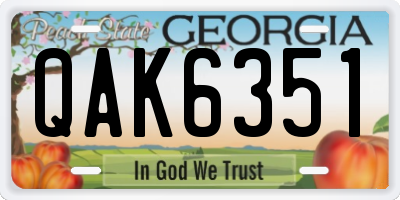 GA license plate QAK6351