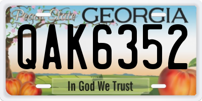 GA license plate QAK6352