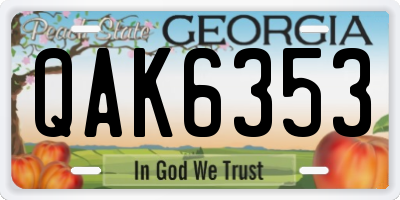 GA license plate QAK6353
