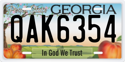 GA license plate QAK6354