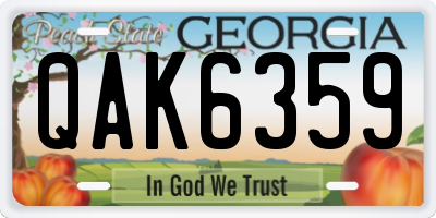 GA license plate QAK6359