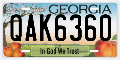 GA license plate QAK6360