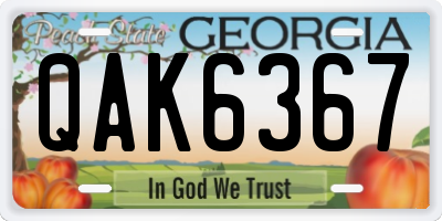 GA license plate QAK6367