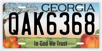 GA license plate QAK6368