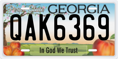 GA license plate QAK6369