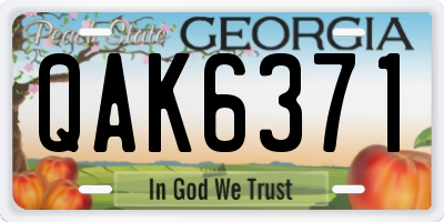 GA license plate QAK6371