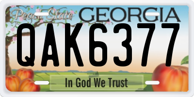 GA license plate QAK6377