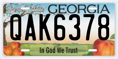 GA license plate QAK6378