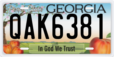 GA license plate QAK6381