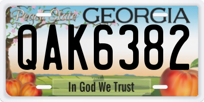 GA license plate QAK6382