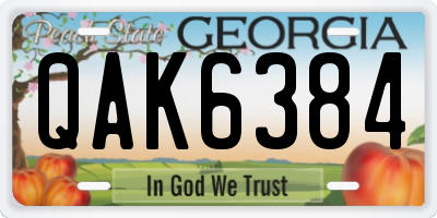 GA license plate QAK6384