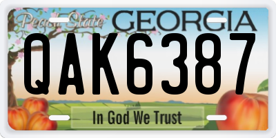 GA license plate QAK6387
