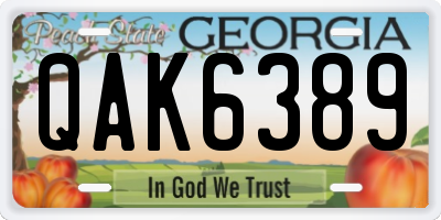 GA license plate QAK6389