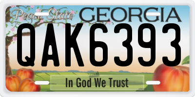 GA license plate QAK6393